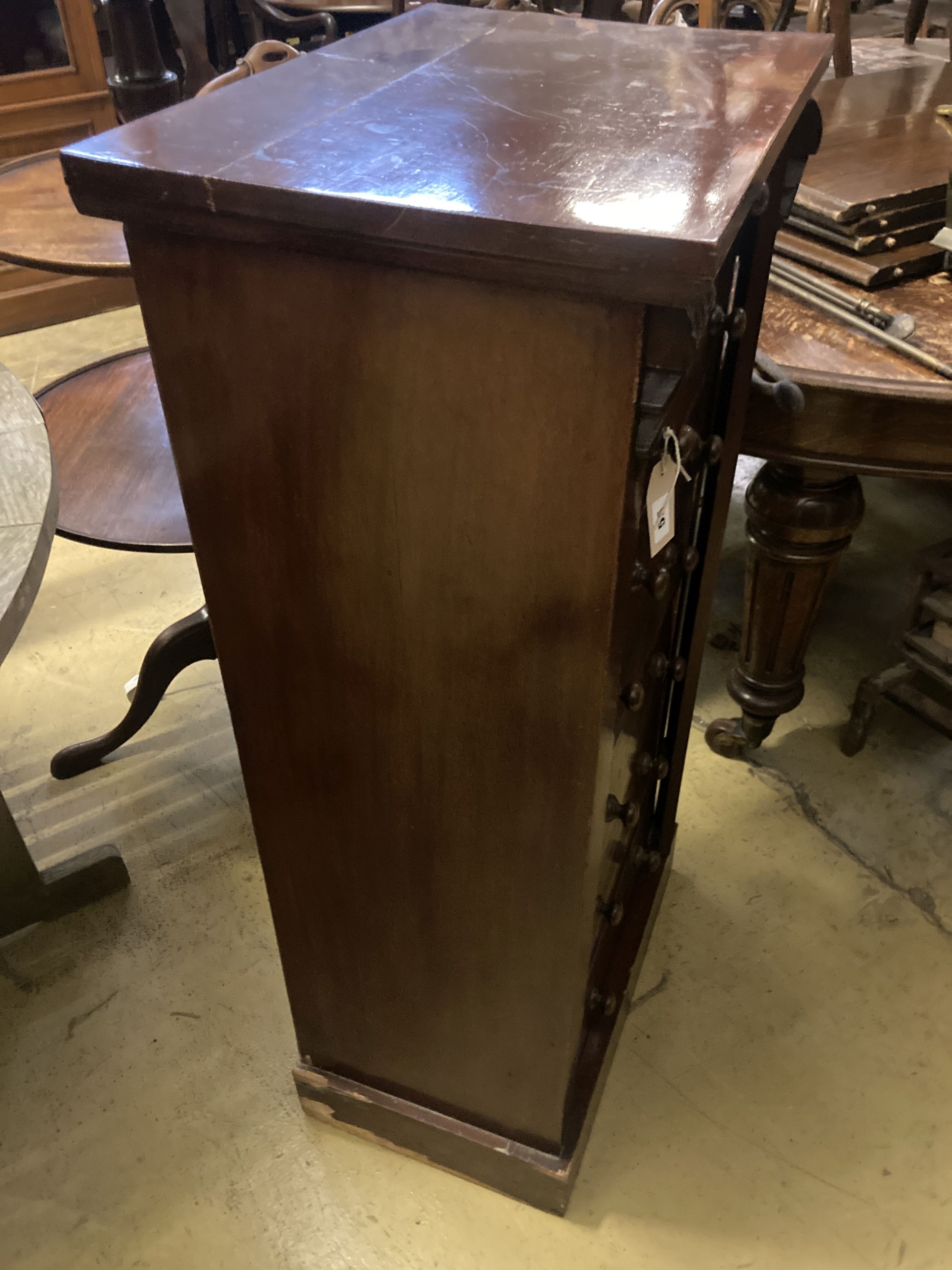 A Victorian mahogany Wellington chest, width 50cm, depth 34cm, height 104cm